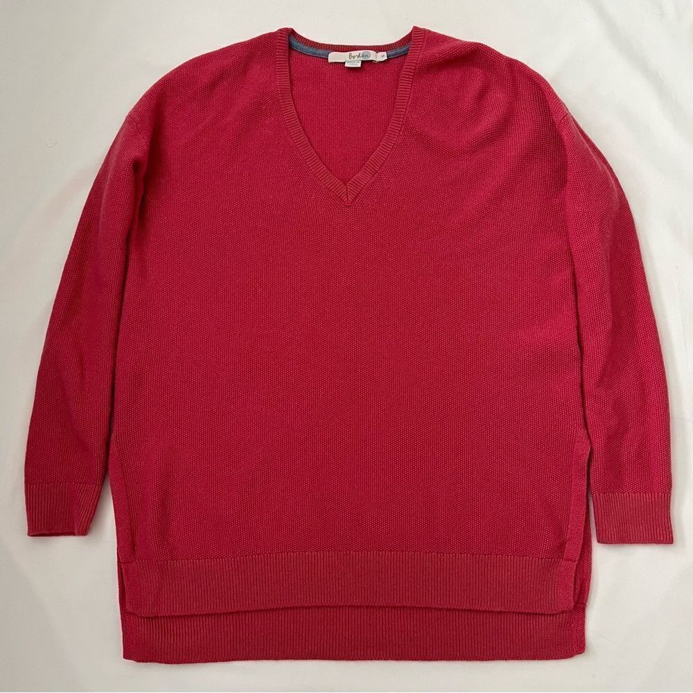 Boden Vneck wool blend split hem sweater pink women’s size S